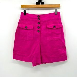 Boden High Waisted Linen 6" Shorts - Pink - 6